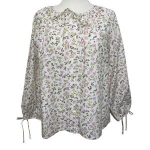 J. CREW Womens Multi Floral 100% Cotton Long Sleeve Button Down Shirt Small